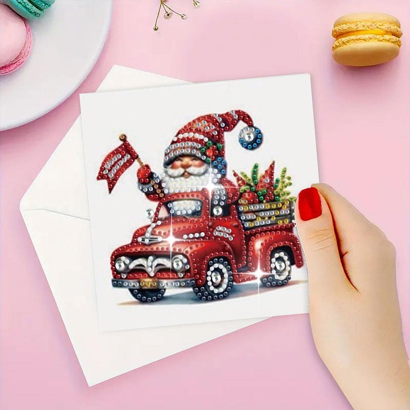 6PCS DIY Diamond Art Christmas Greeting Cards Kit, Snowman Deer Santa Claus Diamond Art Christmas Cards Making, Xmas Crafts with Envelopes for Adults Kids Gifts - Image 4